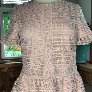 Kate Spade Lace Peplum Ruffle Short Sleeve top XS